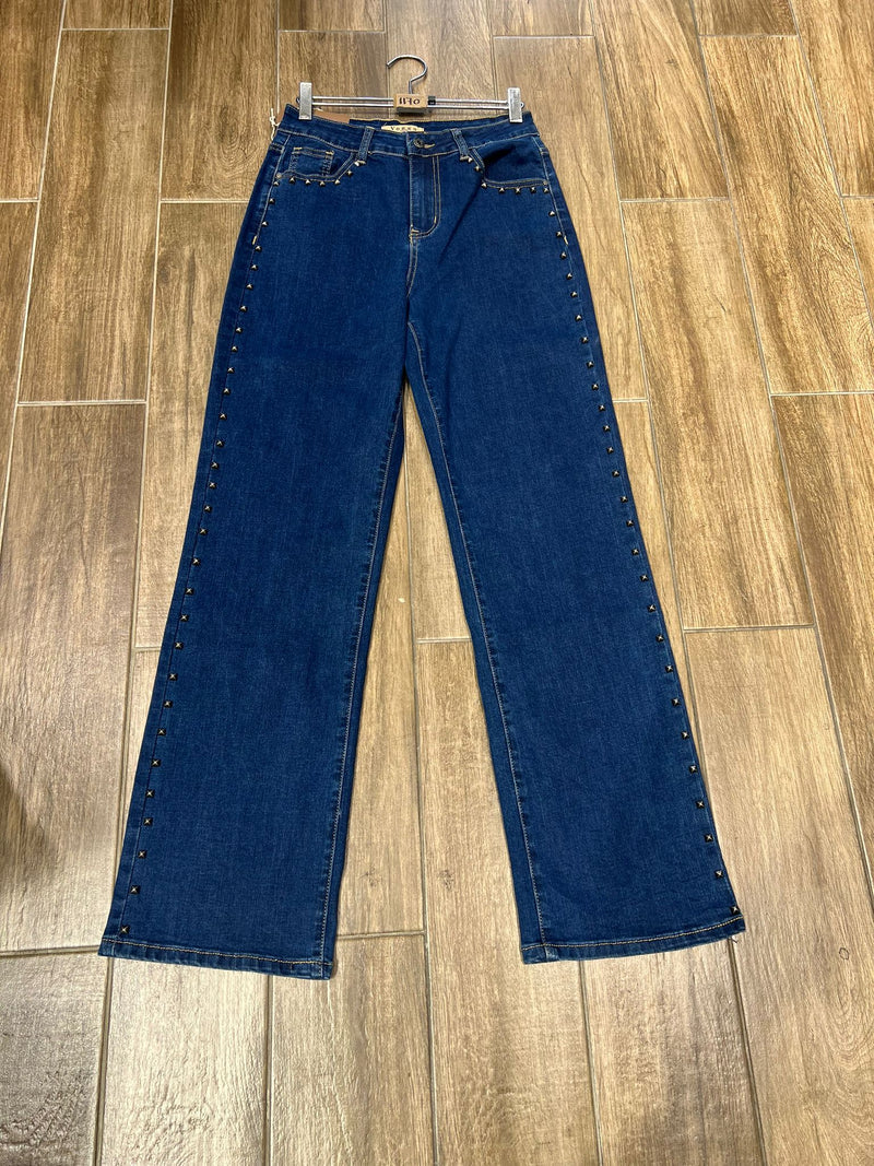 METAL STUD WIDE LEG VOGGO JEANS