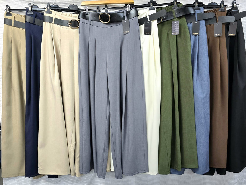 Zra Classy Wide Leg Belted Trousers