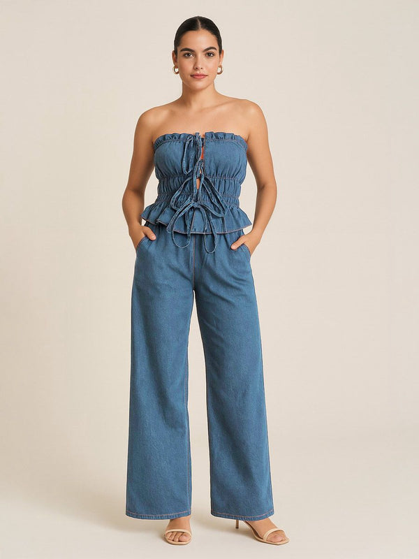 Bandeau tie front trouser set